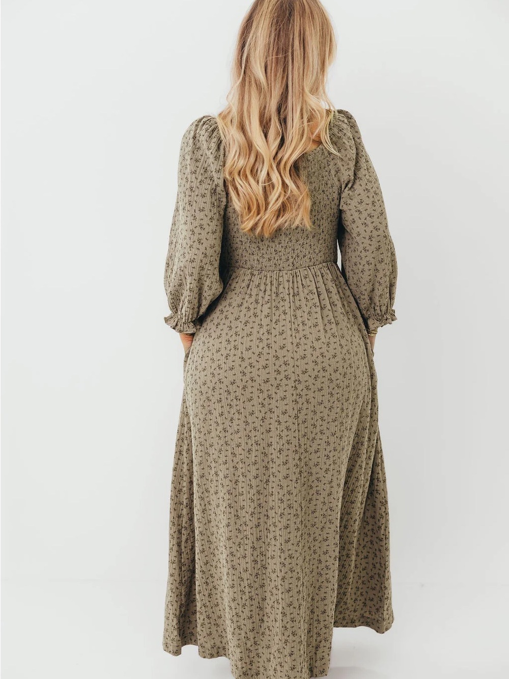 Cecilia 100% Cotton Maxi Dress in Olive Foliage - Picture 2 of 6
